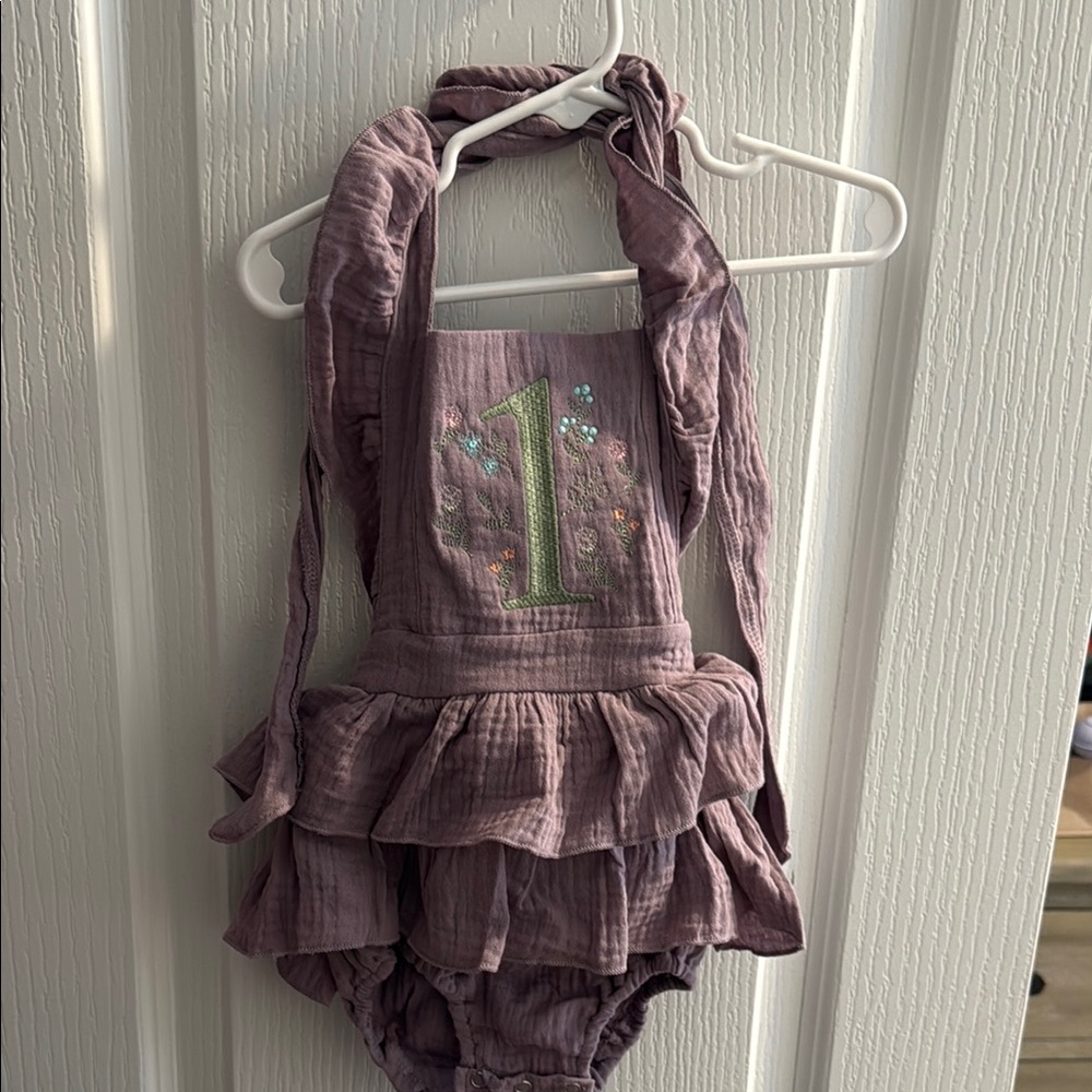 Purple Ruffled Kids 1st Birthday Romper